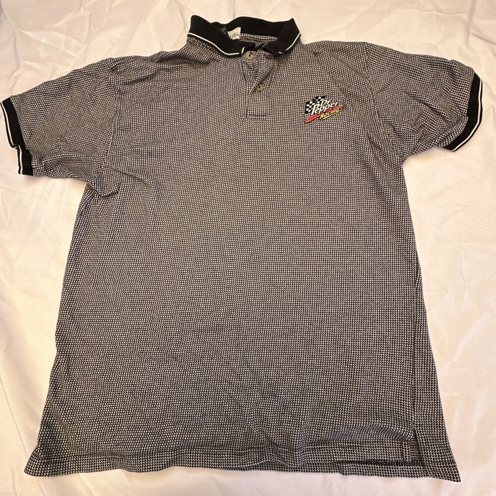 Dr. Pepper Racing Polo Shirt Mens XL Houndstooth Design Sope Creek Vintage